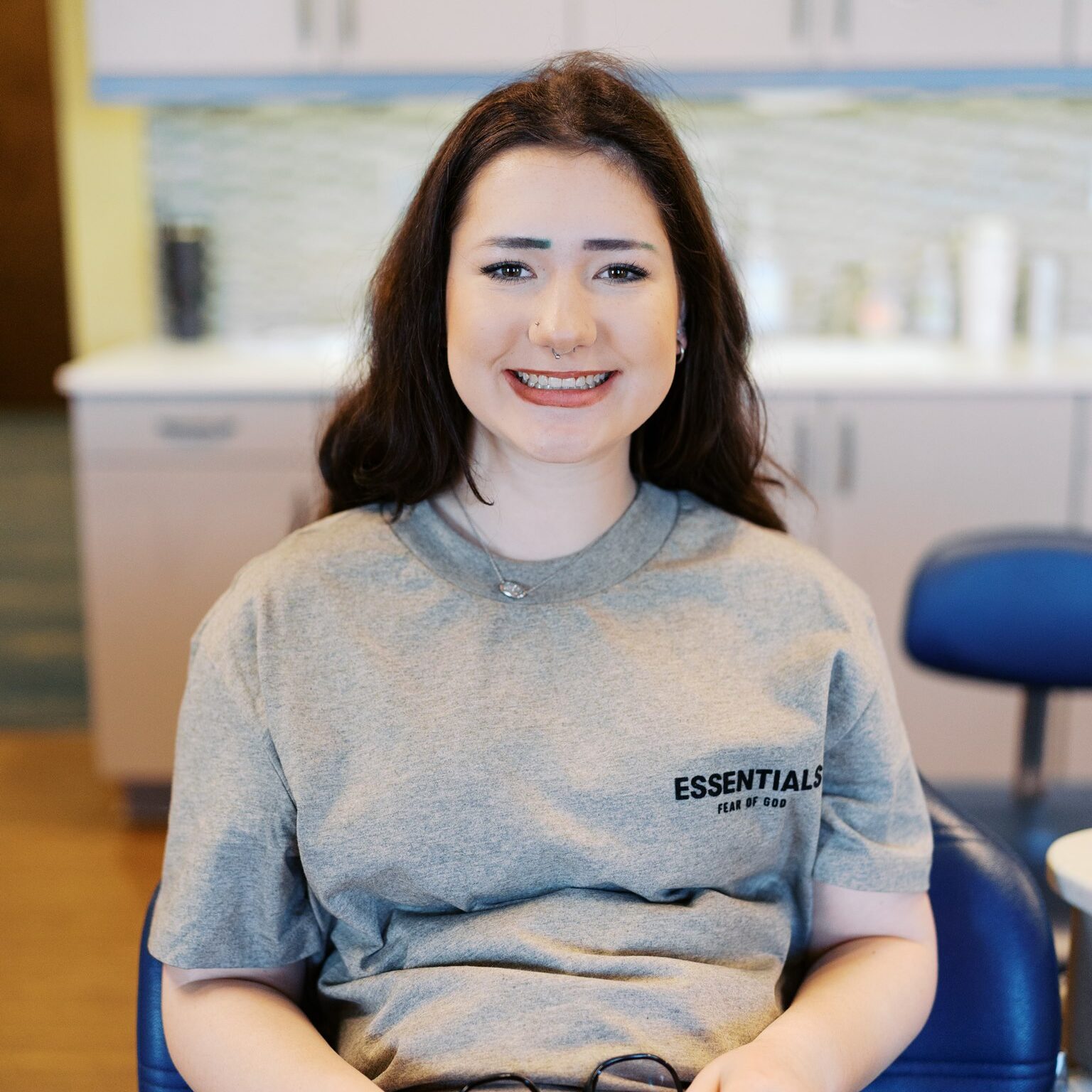 patient wearing clear aligners